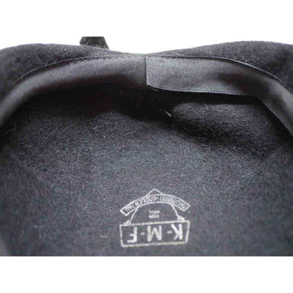 Vintage Black K-M-F Neumann Endler Wool Fascinator Hat With Bow - Picture 15 of 16